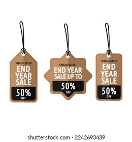 Vector sets of design tag labels for end-year sale