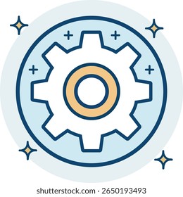 Vector Setting Icon.

Flat icon of a gear inside a circle with sparkles, symbolizing optimized settings, system performance, or clean and efficient operations.