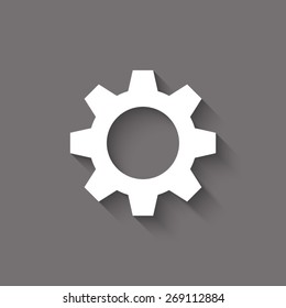 Vector setting icon with long shadow, flat design style