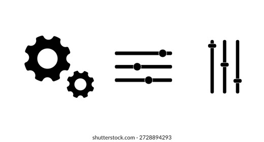 Iconos de ajuste de Vector establecidos sobre fondo transparente aislado