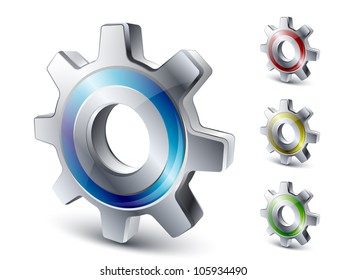 Vector settings icon in different colors