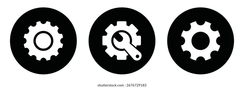 Vector settings icon, service tools, gears symbol. Setting icon set. Gear icon. Vector illustration. Eps 10.