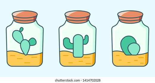 Vector set.Vector set of plants. Cactus. Perfect for greeting card, poster, stickers and so on. of plants