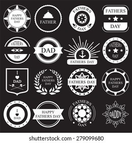 vector set:vintage fathers day labels and icons