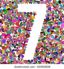 Vector seven four made of flowers.