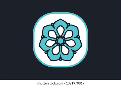 Vector de siete pétalos Flor aislado en fondo oscuro para el diseñador.