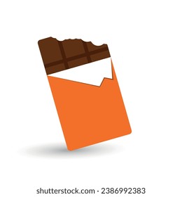 Vector several bites in opened chocolate package.