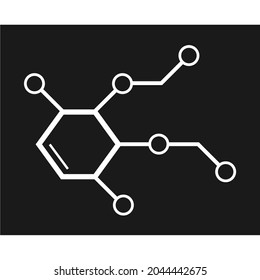 vector several circles connected by lines and attached to a hexagon