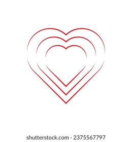 vector of several lines forming love in red