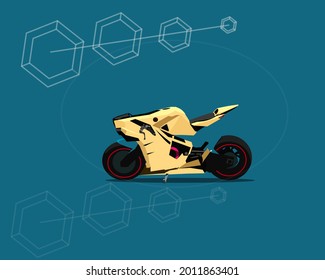 vector of several two-wheeled vehicles with colors, blue, red, yellow and green perfect for symbols