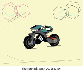 vector of several two-wheeled vehicles with colors, blue, red, yellow and green perfect for symbols