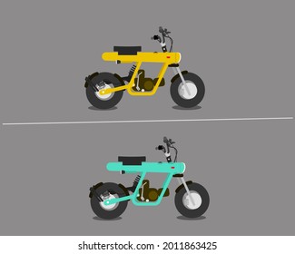 vector of several two-wheeled vehicles with colors, blue, red, yellow and green perfect for symbols