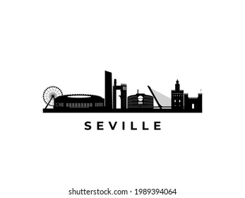 Esquina vectorial Sevilla. Viaja por Sevilla y visite sus famosos lugares de interés. Concepto de negocio y turismo para presentación, banner, sitio web.