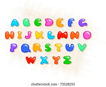 Vector sewing colorful alphabet on a fabric background
