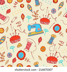 vector sewing colorful seamless pattern
