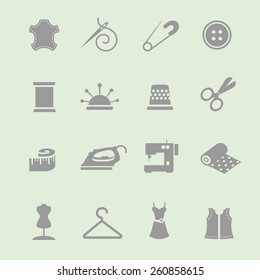 Vector sewing equipment and needlework icon  set