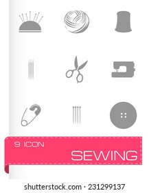 Vector sewing icons set on white background
