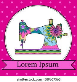 Vector sewing machine background colorful