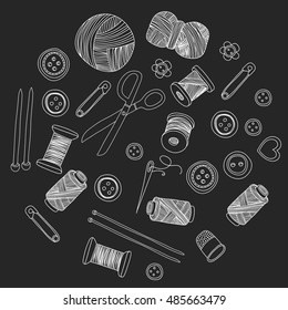Vector sewing and needlework icons