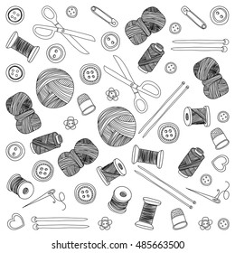 Vector sewing and needlework icons