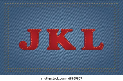 Vector sewn letters to denim, eps10