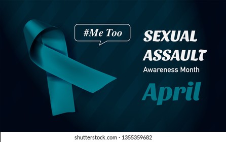 Vector Sexual Assault Awareness Month (April) concept with teal awareness ribbon.