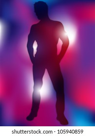 Vector - Sexy Boy Silhouette on Colorful Background