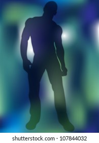 Vector - Sexy Boy Silhouette on Colorful Background