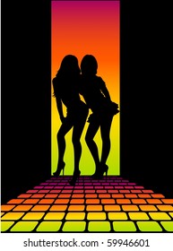 Vector sexy girls dances striptease