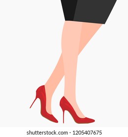 Vector sexy legs, high-heeled black shoes. Female legs