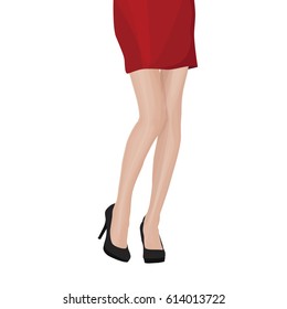 Vector sexy legs, high-heeled black shoes. Female legs. 