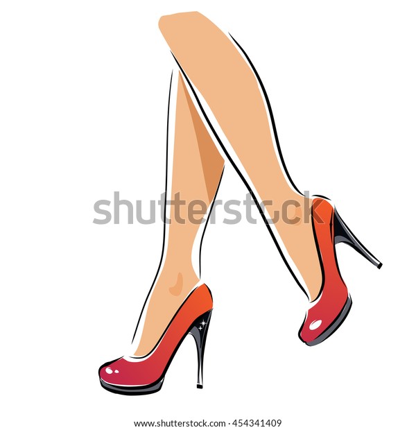 Vector Sexy Legs Highheeled Red Shoes Stock Vector Royalty Free 454341409 