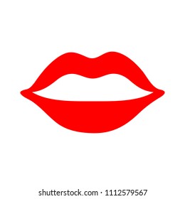 Vector Sexy Mouth Lips Illustration - Sexy Beauty Female Kiss Symbol Isolated