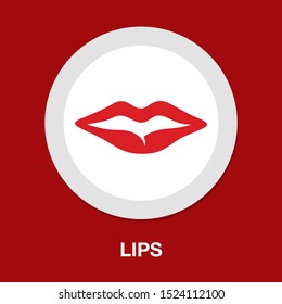 Vector Sexy Mouth Lips Illustration - Sexy Beauty Female Kiss Symbol Isolated