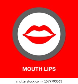 Vector Sexy Mouth Lips Illustration - Sexy Beauty Female Kiss Symbol Isolated