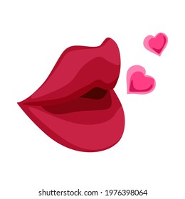 vector of sexy red lips with love sign. lips icon. Sexy lip shape, woman beauty, passionate lady, love mood, glamour passion. Vector icon, sign, symbol for UI and Animation