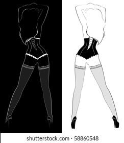 Vector sexy women dances striptease