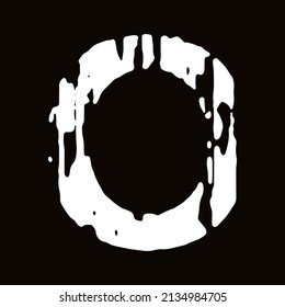 Vector shabby letter on black background.Grunge art font.