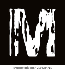 Vector shabby letter on black background.Grunge art font.