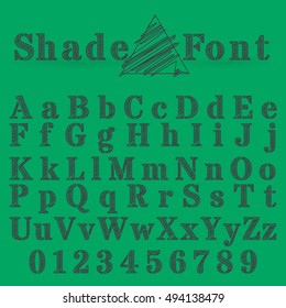 Vector shaded font. Alphabet vector font. Type letters and numbers.