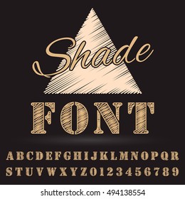Vector shaded font. Alphabet vector font. Type letters and numbers.