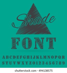 Vector shaded font. Alphabet vector font. Type letters and numbers.