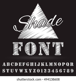 Vector shaded font. Alphabet vector font. Type letters and numbers.