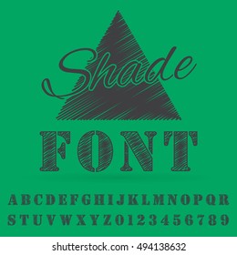 Vector shaded font. Alphabet vector font. Type letters and numbers.