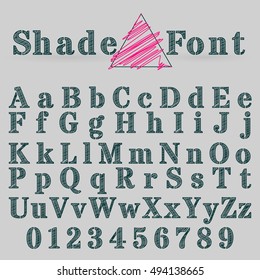 Vector shaded font. Alphabet vector font. Type letters and numbers.