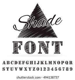 Vector shaded font. Alphabet vector font. Type letters and numbers.