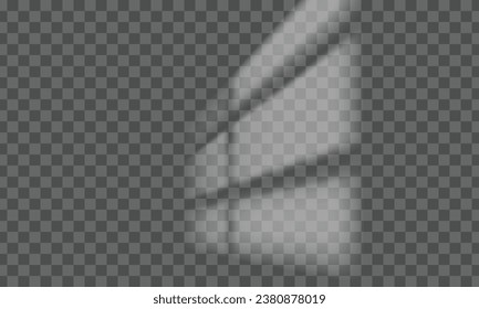 Vector shadow of big square window on transparent. sun light forming shapes