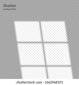 Vector shadow overlay effect. Transparent soft light and shadows from window. Mockup of transparent shadow overlay effect and natural lightning. 10 eps mesh.