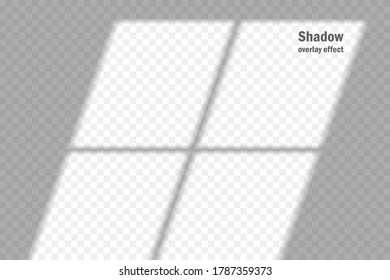 Vector shadow overlay effect. Transparent soft light and shadows from window. Mockup of transparent shadow overlay effect and natural lightning. 10 eps mesh.