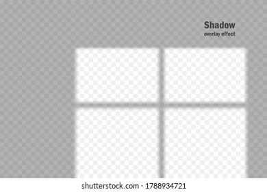 Vector shadow overlay effect. Transparent soft light and shadows from window.  Mockup of transparent window shadow and natural lightning. 10 eps mesh.